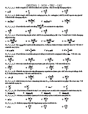Trắc nghiệm môn Hình 12 - Chương 2 Nón  trụ - Cầu